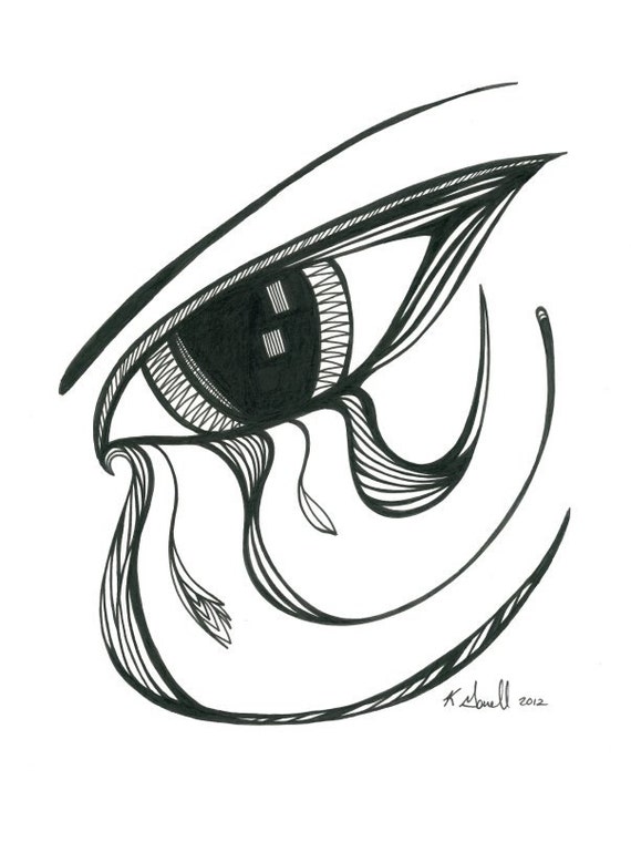 Items similar to Eye Original art - Black and white abstract eye ...