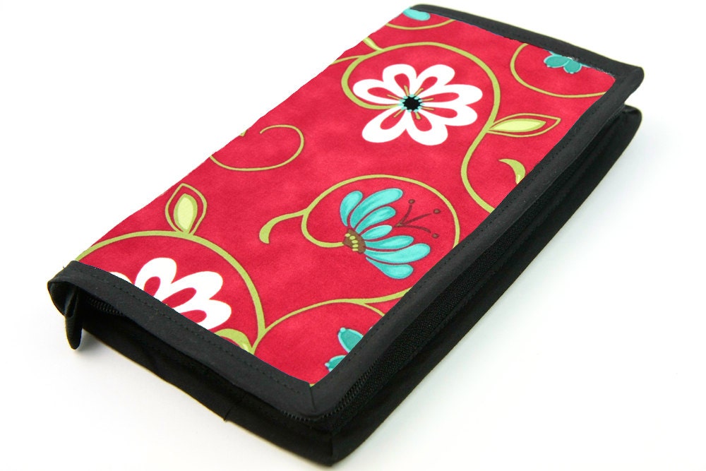 Travel Zip Around Knitting Needle Case Organizer artful red