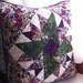 Purple and Green Floral Quilted Patchwork Pillow Cover