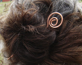 Open Spiral Copper Hair Stick, Shawl Pin, Long Hair Accessories, Bun Holder, Hair Jewelry, Hair Pin, Metal Hair Toy - Women