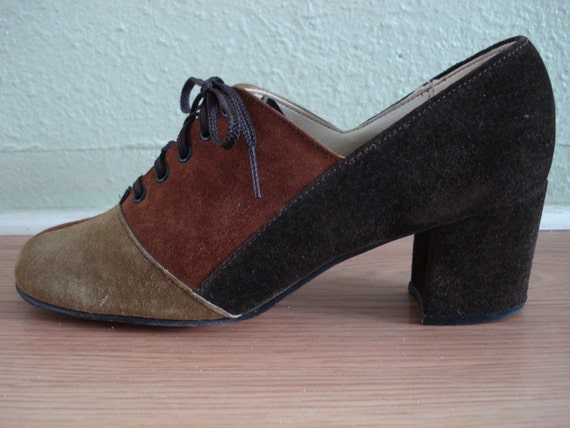 Vintage 1970s Shoes Suede Patchwork Hush Puppies by bycinbyhand