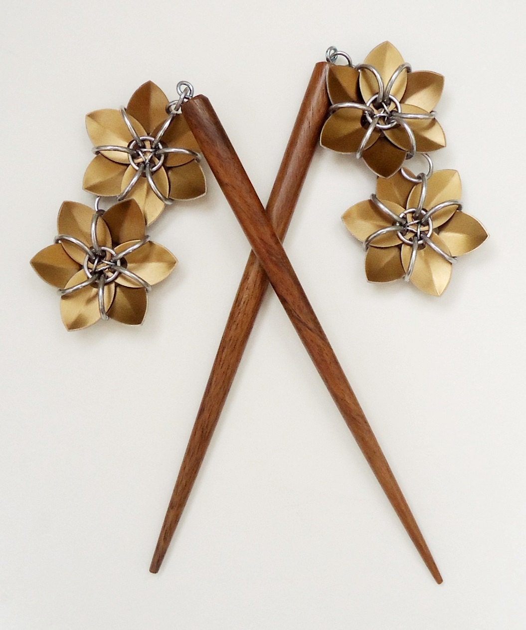 Pair of Six Inch Wooden Hair Sticks with by lanzacreations on Etsy