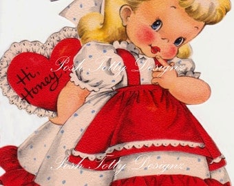Hi Valentine Vintage Digital Download Printable Image (356)