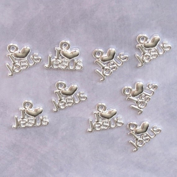 Christian Charms 100 pcs I Heart Jesus Charms from Charsbeads4U on