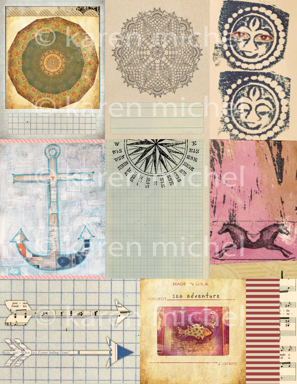 INSTANT DOWNLOAD Art Journal Digital Collage Sheet