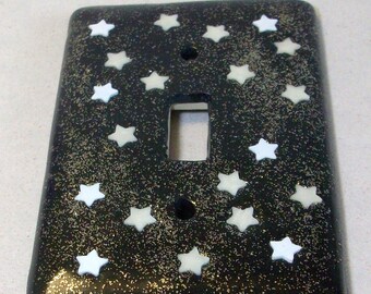 Glow in the dark stars single toggle light switch cover