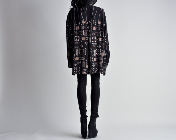 graphic tribal print oversized top jacket / s / m