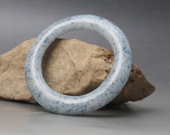 Denim Blue Round Circle Pate de Verre Fused Glass Pendant Bead