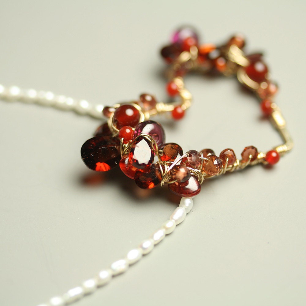 On Sale Red Gemstone Heart Necklace Valentine by fussjewelry