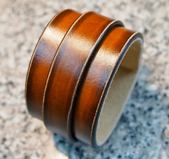 Leather bracelet Sunset Tan fade cuff wristband Handmade for YOU in NYC by Freddie Matara!