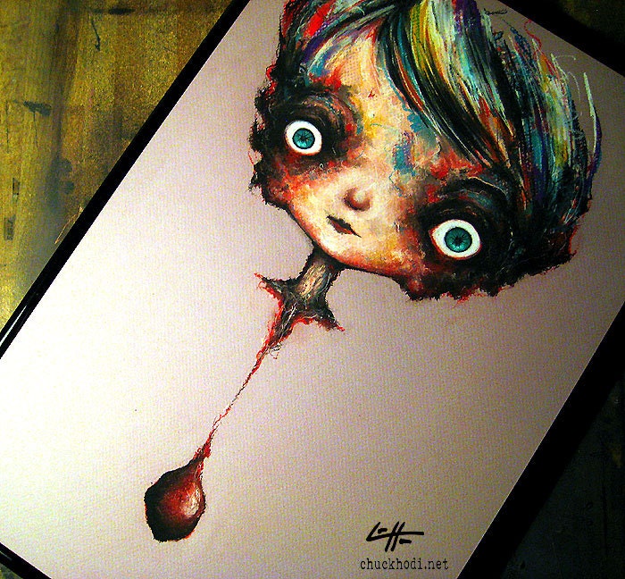 Hanging by a thread 2 Original Drawing Heart Cute Creepy