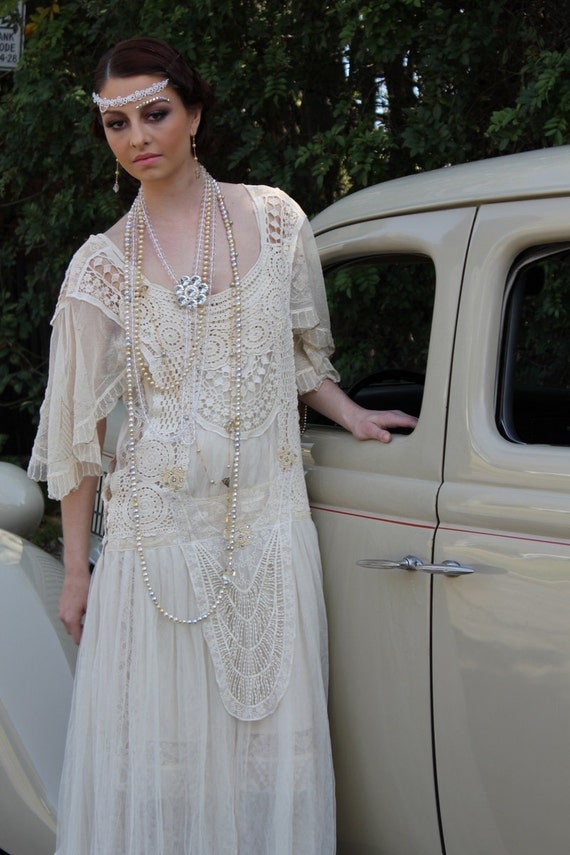 BEAUTIFUL Flapper Queen Wedding dress Great Gatsby style OOAK