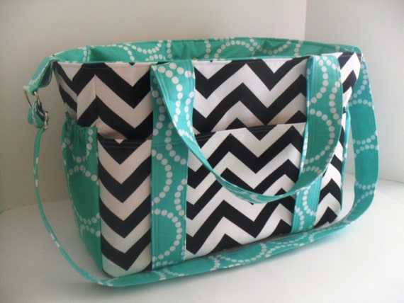 Extra Large Chevron Diaper bag Made of Black and White with Tiffanyt ...