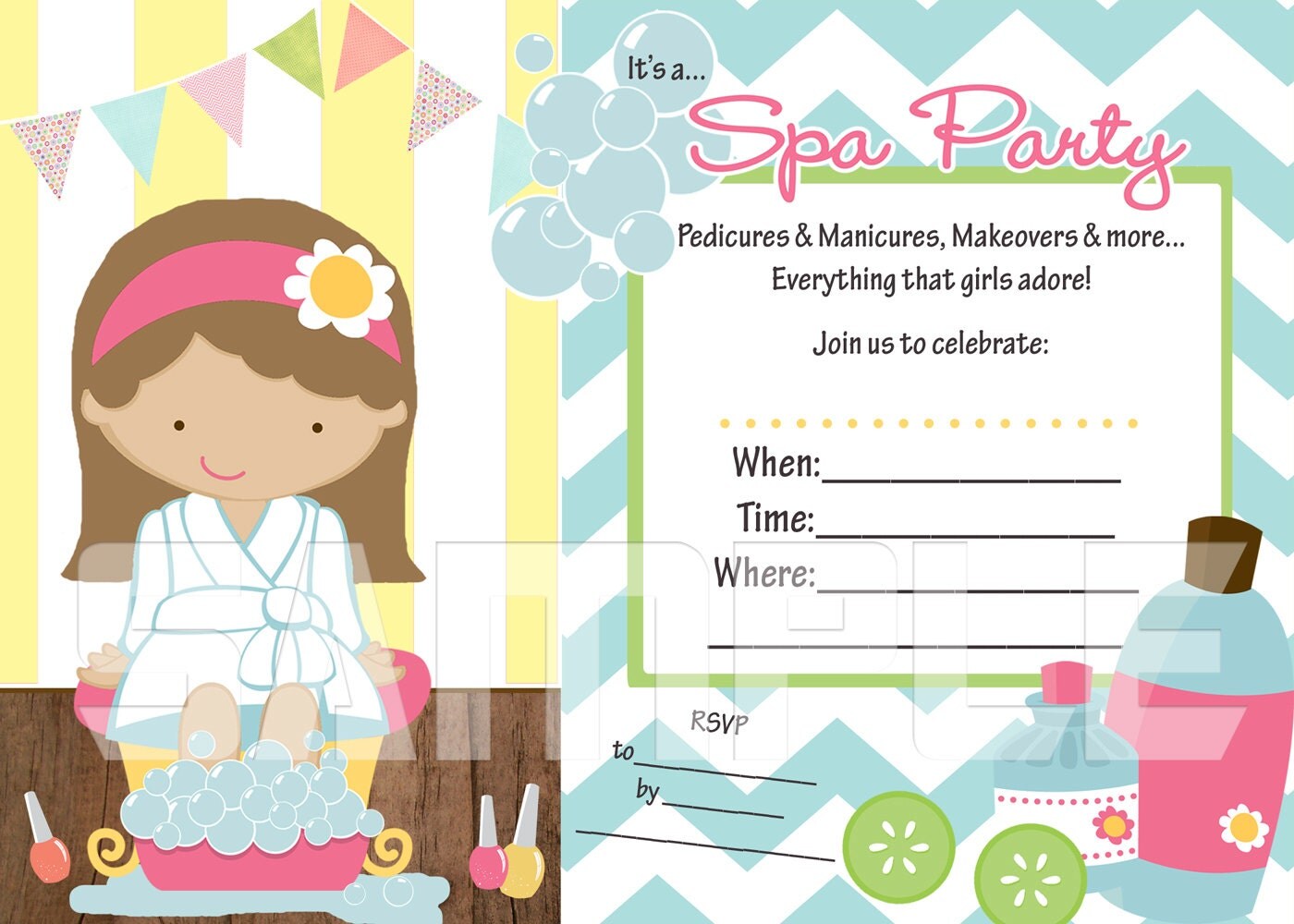 Fill In The Blank Spa Party Printable Invitation By Lilbeansprout