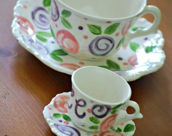 Mommy and Me tea for two matching tea cup sets. . . Valentine's Day, Mother's Day Gift, Grandparents Day