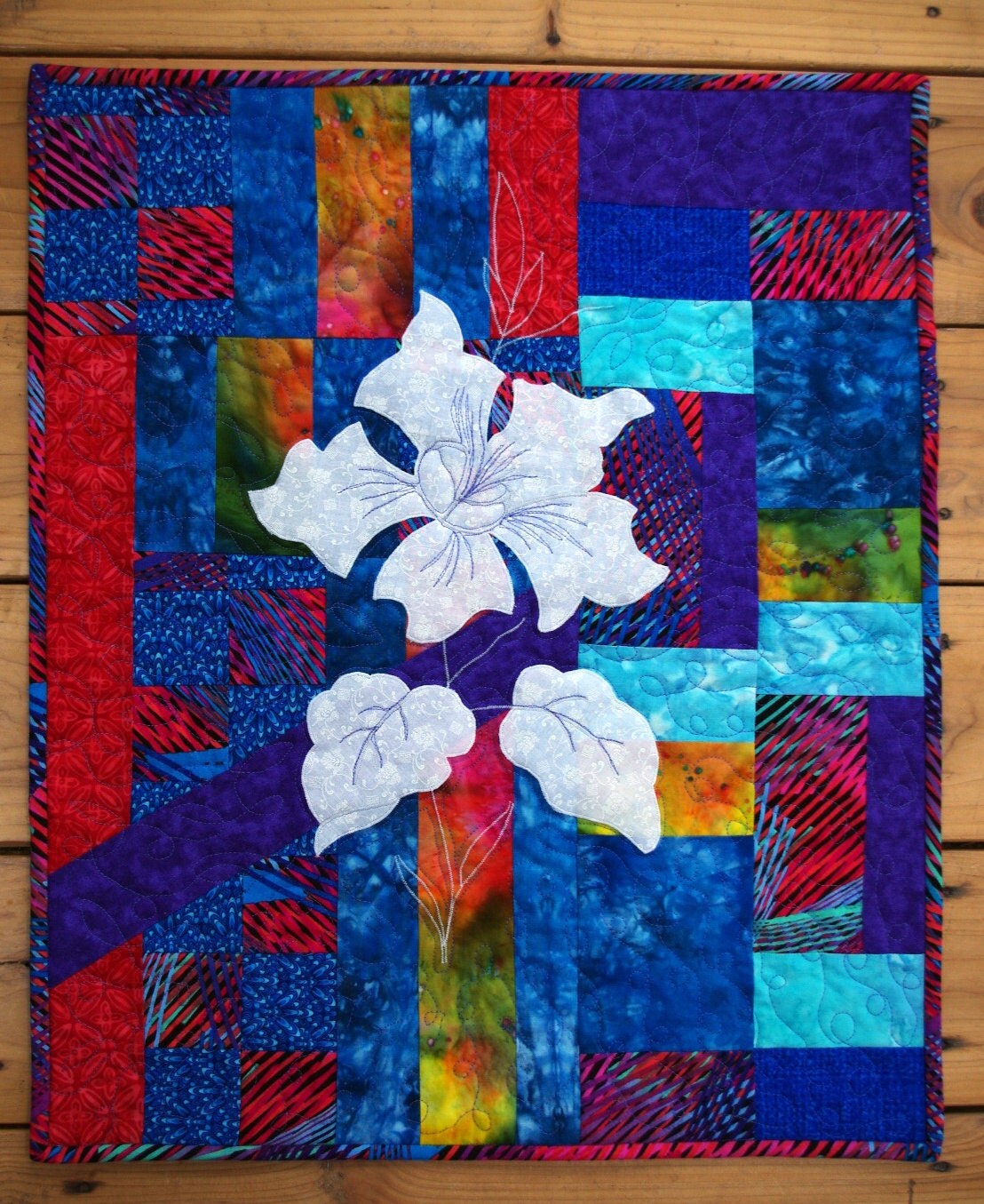 Floral Art Quilt Wall Hanging