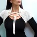 RESERVED - Hand Knit White Wool Shrug - Lace Bolero with Crochet Borders - WHITE GARDEN