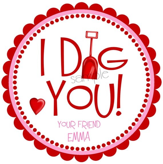 Valentines Day Stickers I Dig You Boys Valentine Stickers Girls Hearts Red Love Sweet Candy 