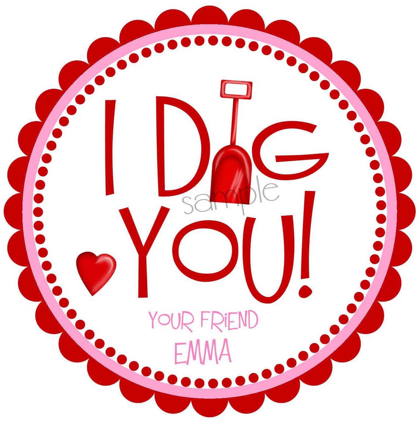 Valentines day Stickers I Dig You boys by LittlebeaneBoutique