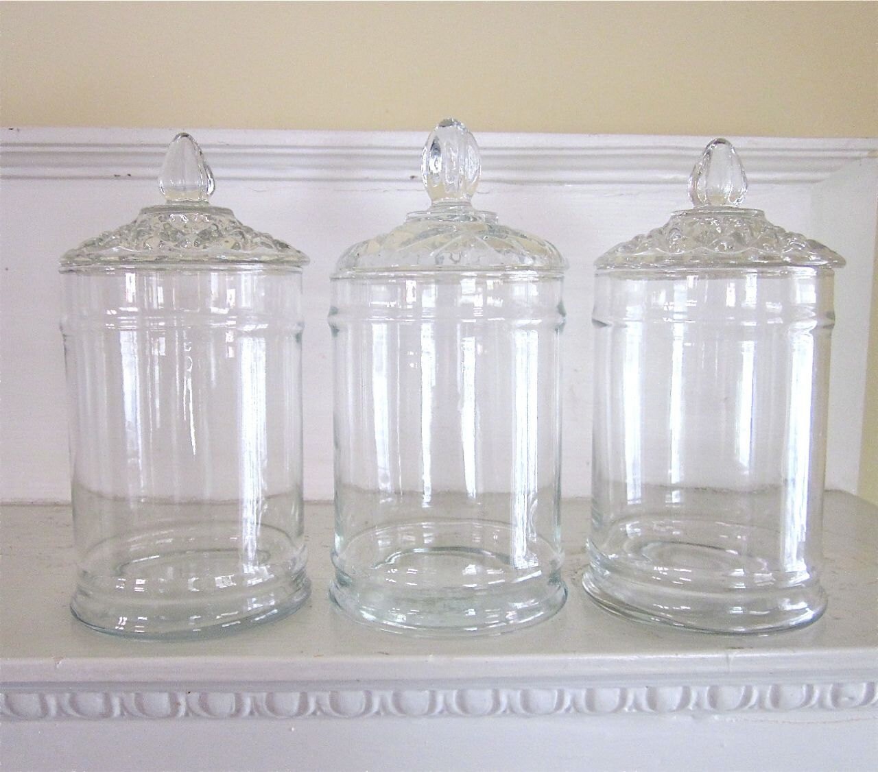 Three Vintage Apothecary Jars Candy Buffet