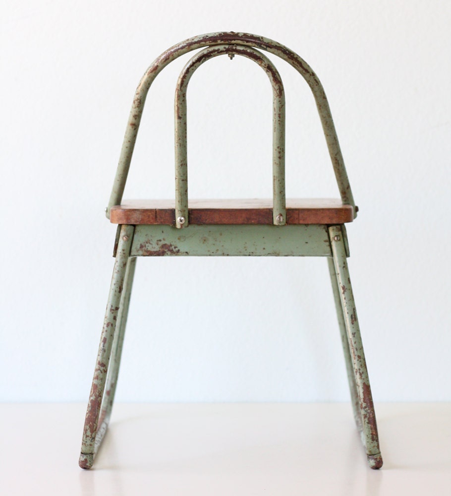 Vintage School Chair Child Size Green School Chair
