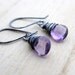Amethyst Earrings In Sterling Silver, Wire Wrapped AAA Gemstones, February Birthstone, Purple Fashion