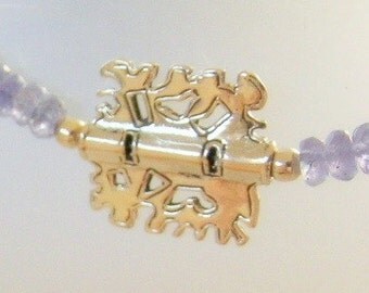 OOAK Tanzanite gemstone necklace combined with 9K gold