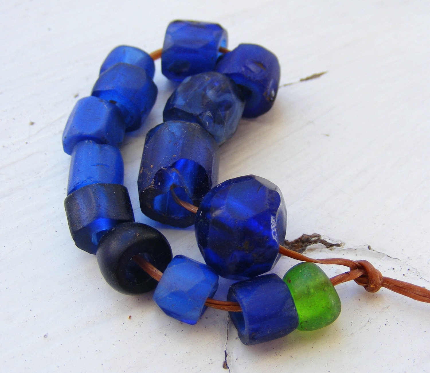 Antique Russian Blue Bohemian Trade Beads 8995