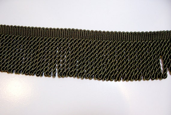 Olive Green Bullion Fringe Sewing Trim 3 inches by GriffithGardens