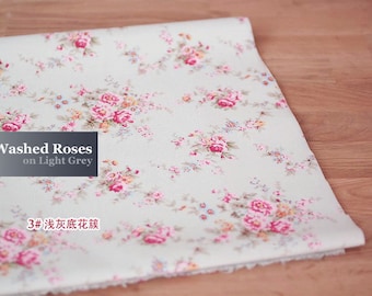 3292 - Cath Kidston Washed Roses (Light Grey) Matt Oilcloth Waterproof Fabric - 28 Inch (Width) x 17 Inch (Length)
