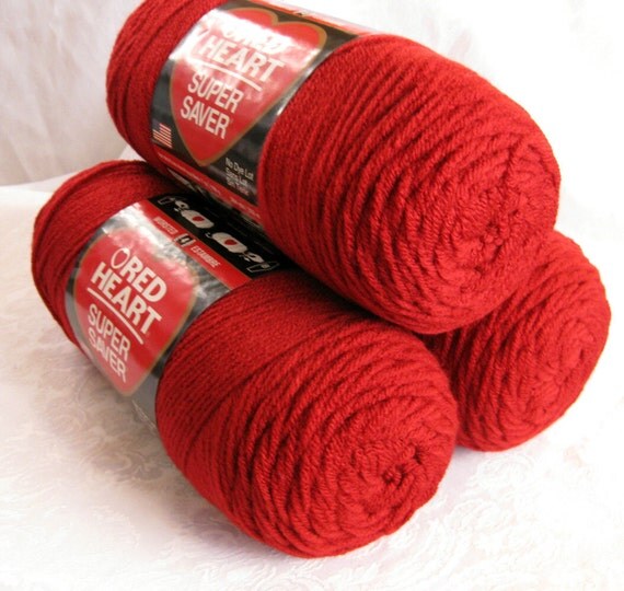 Red Heart Super Saver yarn Bright Red yarn worsted by crochetgal