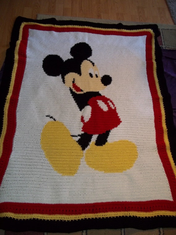 Items similar to Crocheted Mickey Mouse Child's Afghan on Etsy
