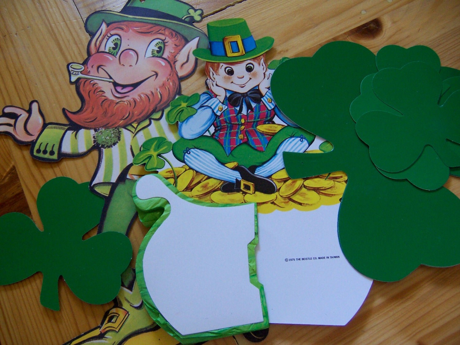 paper shamrocks and leprechauns