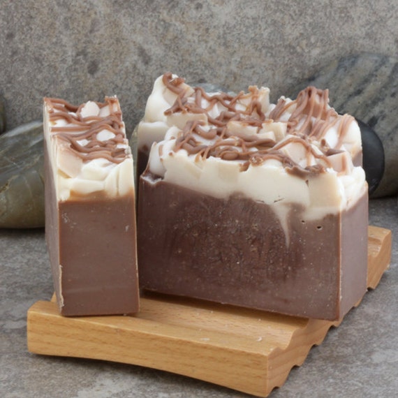 Hot Chocolate Cold Process Bar Soap with White by AlaiynaBSoaps