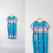 10 DOLLAR SALE thailand vintage turquoise batik print tent dress sz XL