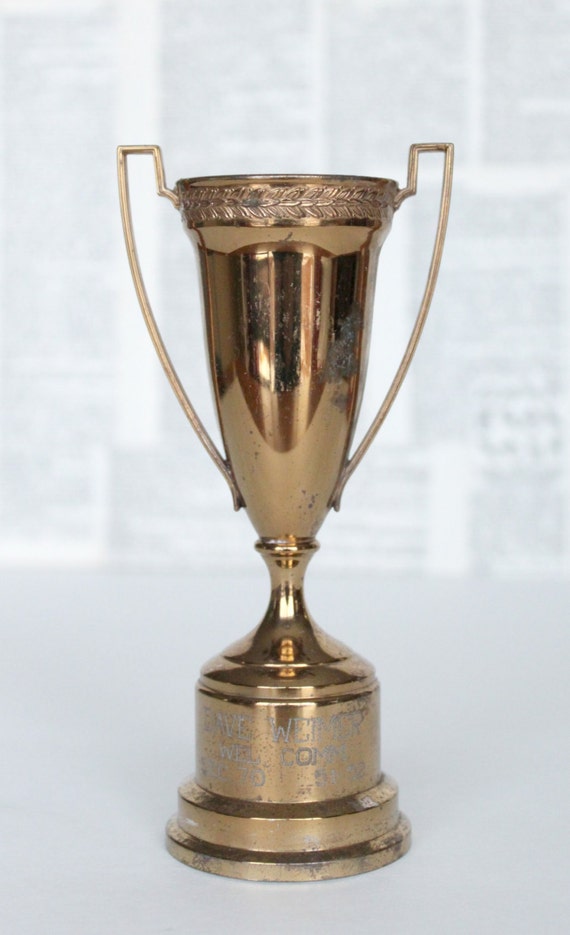 Vintage Brass Trophy 1950s Loving cup engraved