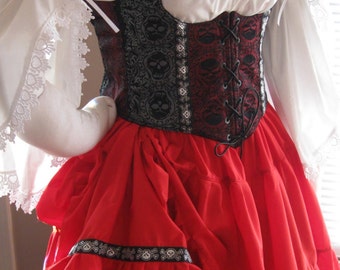 DDNJ Choose Fabric 4pc Corset Style Underbust Bodice Chemise Skirts Plus Custom Made ANY Size Renaissance Pirate Anime Wench Lolita Costume