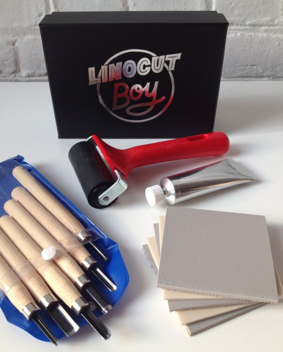 Linocut starter kit tools roller ink lino