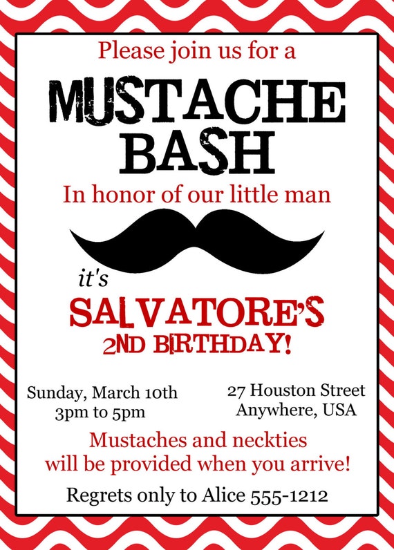 Mustache Bash Birthday Invitations 8