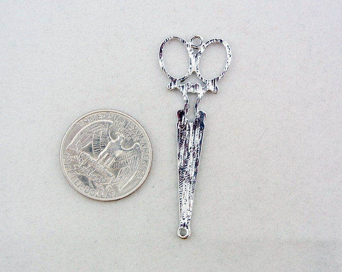 Silver-tone Scissor Connector Charm