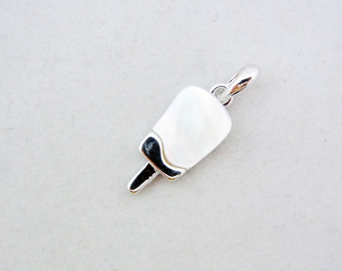 Small Silver-tone Popsicle-Fudgsicle Pendant Mother of Pearl