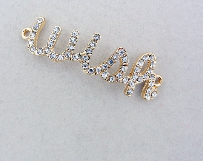 Gold-tone Word Wish Connector Pendant