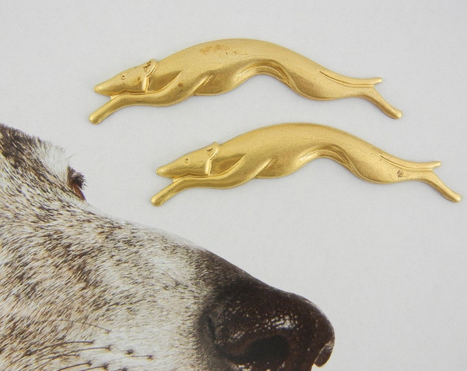 Set of 2 Brass Racing Greyhound Stampings