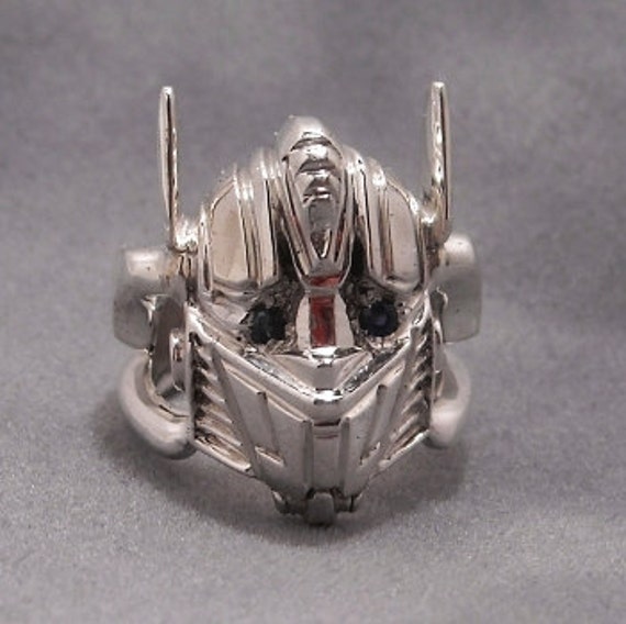 Optimus Prime ring sterling silver Sapphire eyes