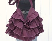 Purple Diaper Bag - Ruffled with Cross body adjustable strap - Handmade