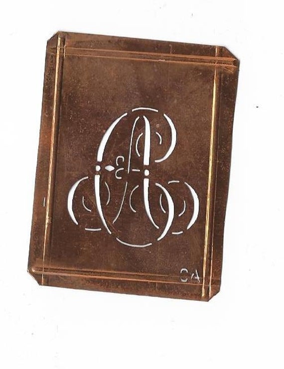 Antique Copper Metal Stencil AC or CA Monograms by TinkersShop