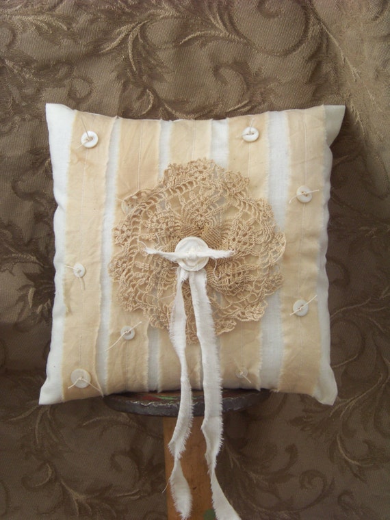 shabby chic ring bearer pillow vintage doily mother of pearl shabby chic ring bearer pillow vintage doily mother of pearl