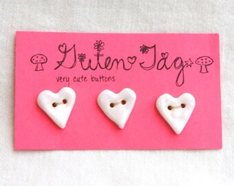 Heart Ceramic Button Porcelain with White Glaze