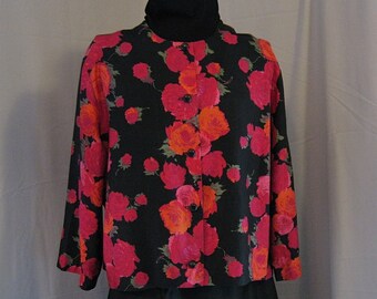 Vintage Red and Orange Rose Blouse