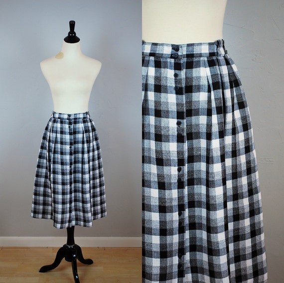 Vintage black and white checkered skirt/ by TheDuskyJewelVintage